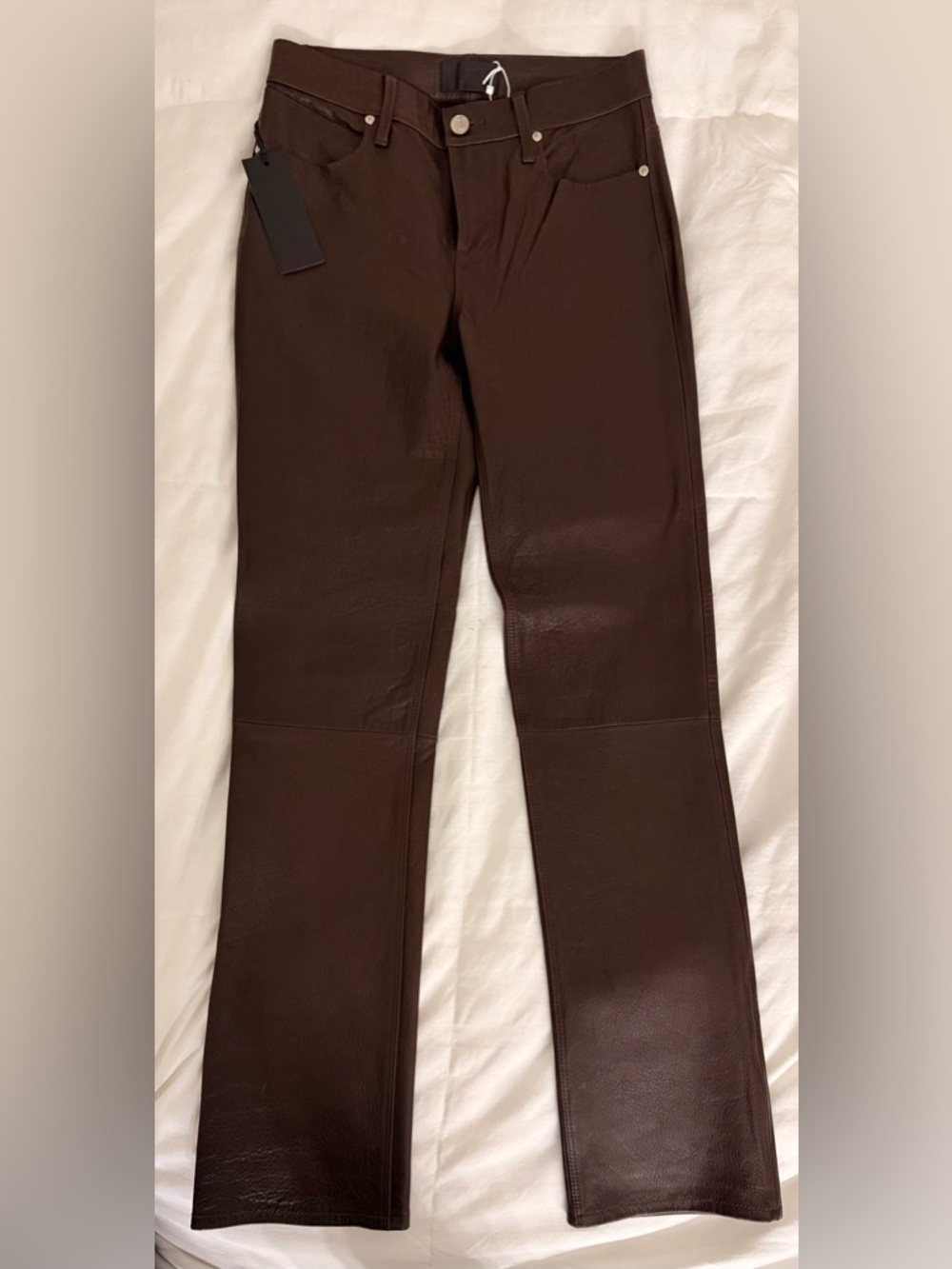 RtA Dark Brown Faux-Leather Straight Leg Pants